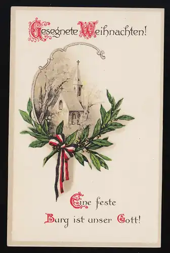 Eine feste Burg ist unser Gott! Gesegnete Weihnachten Lorbeer Band, ungebraucht