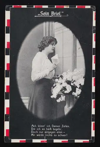 Je peux voir tes lignes, sa lettre, attendant femme, Kleinwittenberg 1.7.1916