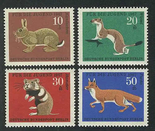 299-302 Jeunes animaux à fourrure 1967, phrase ** frais de port