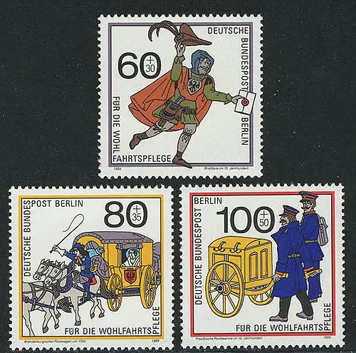 852-854 Wohlfahrt Postbeförderung 1989, Satz postfrisch **