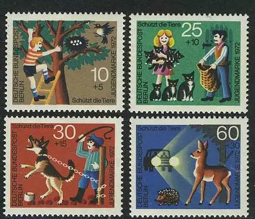 418-421 Jugend Tierschutz 1972 (Katzen, Hund...), Satz ** postfrisch