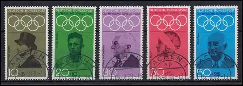 561-565 Olympia Sommerspiele Mexiko 1968: Satz gestempelt AACHEN 16.8.68
