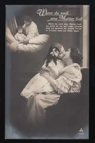 Tochter küsst Mutter, Wenn du noch eine Mutter hast, Liebe Pflege, ungebraucht