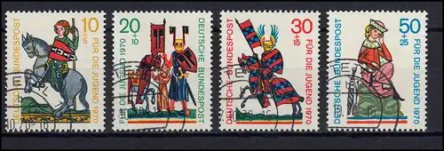 612-615 Jugend Minnesänger 1970: Satz Rundstempel NETTETAL Oktober 1970