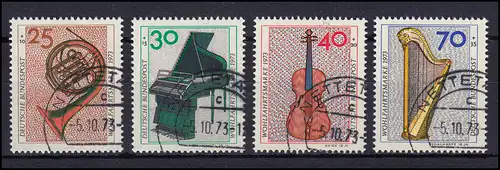 782-785 Wofa Musikinstrumente 1973: Satz Rundstempel ET-O NETTETAL 5.10.73