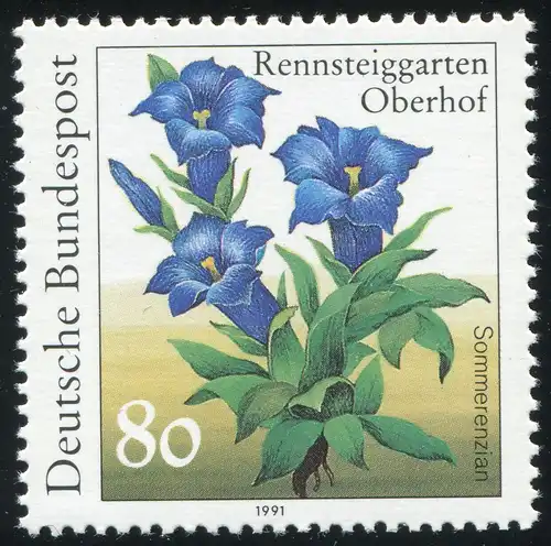 1507III Rennsteig 80 Pf. - PLF roter Fleck im linken Blatt der rechten Blüte, **