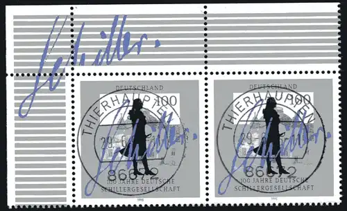 1792I Friedrich Schiller mit PLF I: verdickte Jahreszahl 1995, Feld 1, O