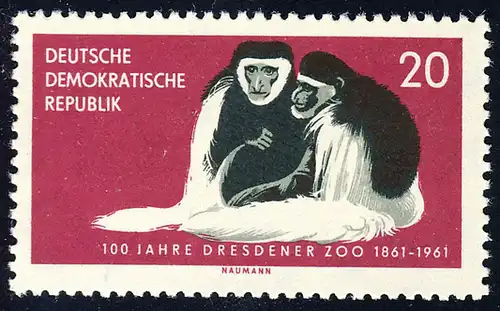 826 Dresdner Zoo Guerezas 20 Pf ** post-fraîchissement