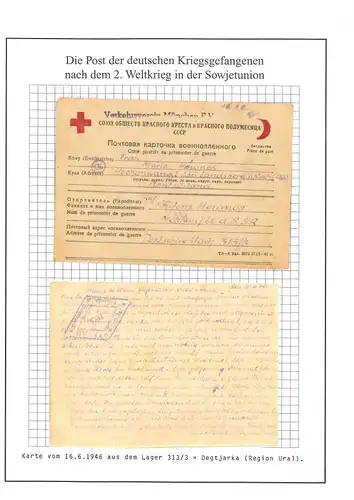 Poste de prisonniers de guerre du camp 313/3 Degtiarsk URSS vers Hechenwang 16.6.1946