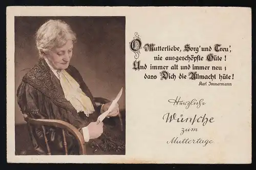 O Mutterliebe, Sorg' und Treu' nie ausgeschöpfte Güte Frau Brief Neuss 13.5.1938