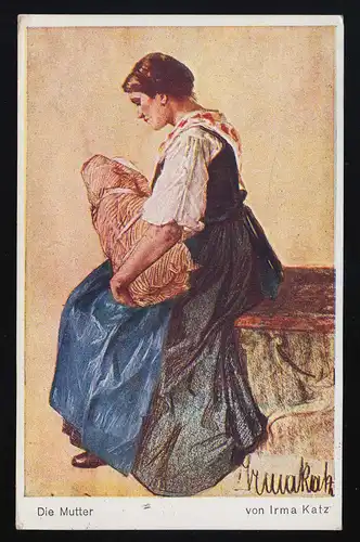 Die Mutter Gemälde Frau + Kind in Decke gewickelt, Irma Katz, Jauernig 6.7.1916