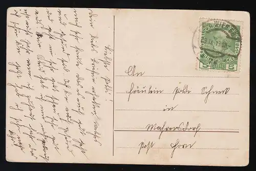 Vieux couple, femme empaillée, mari lui lit devant famille mère père, Vienne 29.9.1913