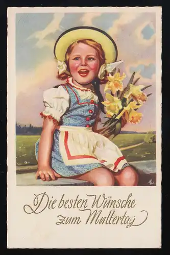 Filles Dirndl chapeau et clochers, Fête des mères, Graz 7.5.1951