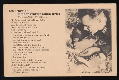 Soldat im Stroh, Ich schreibe meiner Mutter einen Brief Fred Kassen, ungebraucht