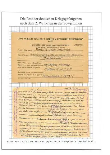 Kriegsgefangenenpost aus Degtjarsk Lager 313/3 UdSSR nach Hechenwang 16.12.1946