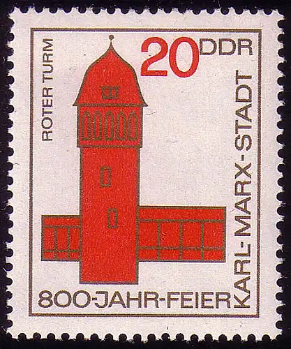 1118 800 ans Chemnitz Tour rouge 20 Pf ** post-fraîchissement
