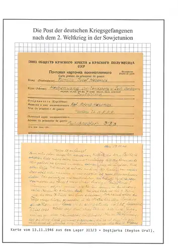 Kriegsgefangenenpost Degtjarsk aus Lager 313/3 UdSSR nach Hechenwang 13.11.1946