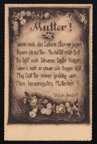 Mère, quand les tempêtes me chassent de la vie, Wilhelm Jondorf, Linz 65.1932