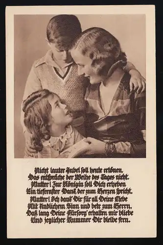 Mutter innig Tochter + Sohn, Nicht lauter Jubel soll heut ertönen, ungebraucht 