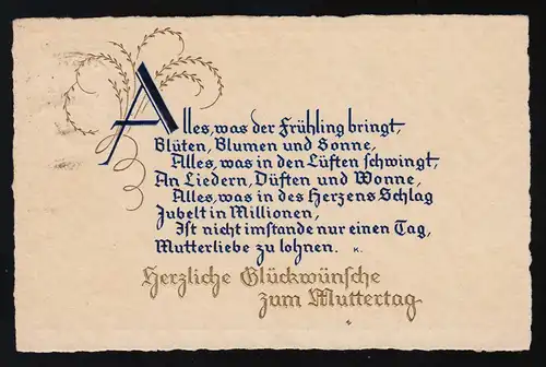 Alles, was der Frühling bringt, Prosa Lyrik Glückwünsch Muttertag, Neuß 9.5.1931