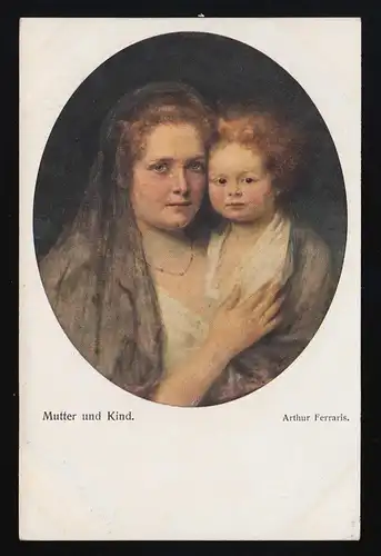 Mutter und Kind, Arthur Ferraris Gemälde Künstler Wiener Kunst, ungebraucht 