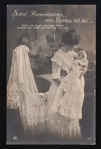 Dormir enfant de coeur, mère bébé photographie Collection Wollmann, inutilisé