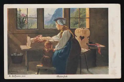 Mère berceau Petit enfant, fermier Stubbe Tracht, H.Hoffmann Nuremberg 1.8.1925