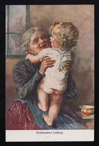 Grand-mère préférée Vieille femme garde enfant avec des peintures nues fessées