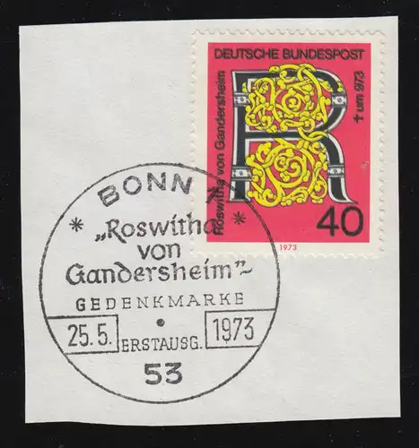 770DD Roswitha von Gandersheim - Doppeldruck Farbe Schwarz, Briefstück ESSt Bonn