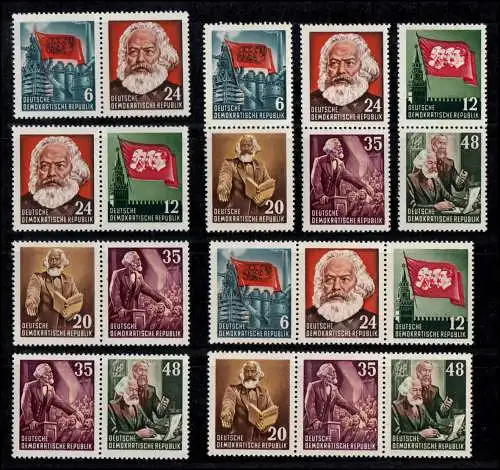 386-391A YI aus Block 8A Marx, 9 gezähnte ZD, Set postfrisch **