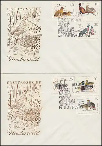 1347-1362 Niederwild 1968, jeu sur 2 bijoux FDC ESSt Berlin chasseur avec chien