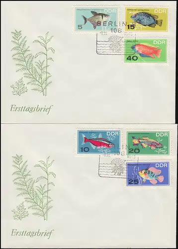 1221-1226 Zierfische 1966, Satz auf 2 Schmuck-FDC ESSt Berlin Aquarium