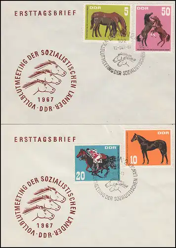 1302-1305 Pferde: Vollblutmeeting sozialistischer Länder, Satz auf 2 Schmuck-FDC