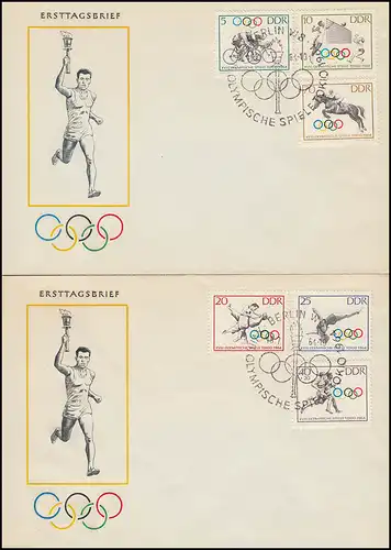 1033-1038 Olympia: Jeux olympiques d'été de Tokyo 1964, jeu sur 2 Bijoux FDC