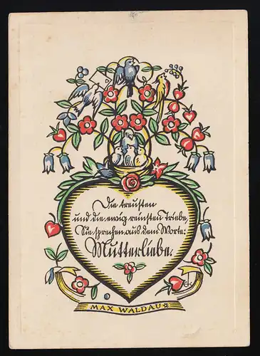 Coeur oiseaux fleurs bandes aphorisme de Max Waldau, amour de la mère, inutile