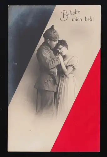 Garde-moi aimée ! Un couple de soldat embrasse les couleurs de la Reich préférée, Glogau 26.3.1916