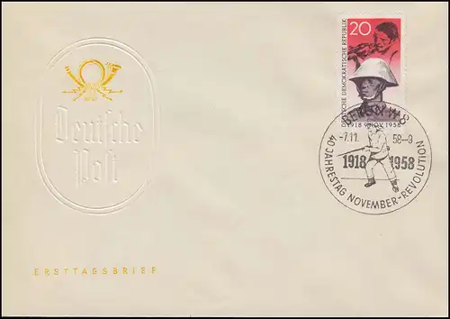 662 Révolution novembre 1958 FDC officiel de bijoux Blanco ESSst BERLIN 7.1.58