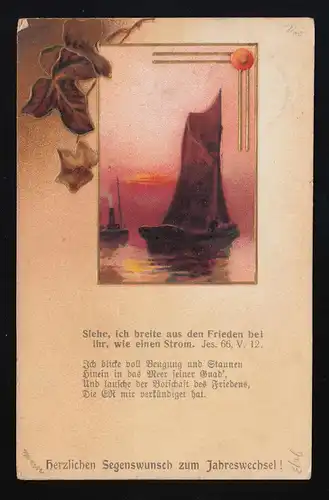 Boot Abendrot Siehe ich breite aus den Frieden Neujahr Kirchen-Popowo 30.12.1910