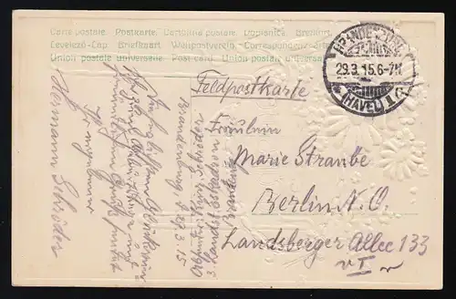 Margeriten Lila Vermeinn'oubliez pas, Meilleurs vœux Anniversaire de Brandenburg 29.3.1915