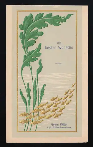 Pflanzen goldene Fische, beste Wünsche Georg Ritter Hofkellermeister ungebraucht