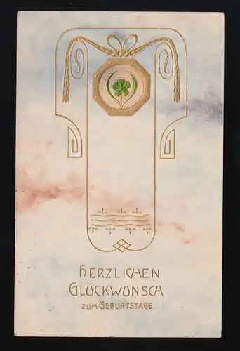 Ornament Gold Aquarellfarben Glückwunsch zum Geburtstag Frankfurt 19.1.1910