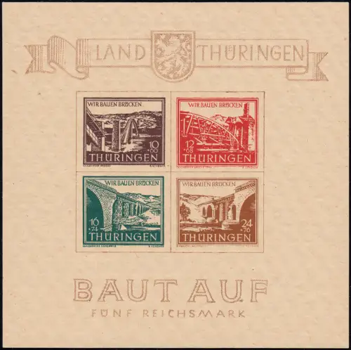 Block 4 - Brücken - Typ ayI, Type I/II - sauber postfrisch **