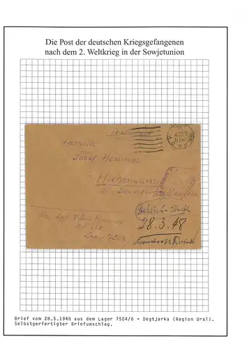 Kriegsgefangenenpost Brief Degtjarsk UdSSR Lager 7313/2 Hechenwang vom 28.3.1948
