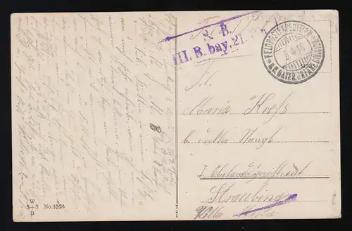 Soldat umarmt Frau Reichsfarben, Hab ich nur deine Liebe! Feldpost 5.4.1916