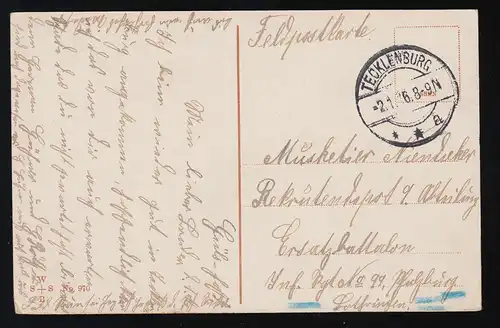 Lettre de Mme Eichenlau Reichsflagge, La maison t'attend, Tecklenburg 2.1.1916