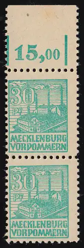 39III Abschiedsserie 30 Pf. OR-Paar mit PLF III Schrägstrich durch E, Feld 15 **