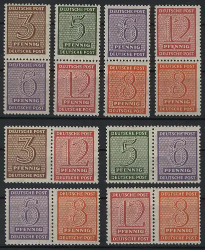 126ff chiffres 1945, 8 tirages de synthèse W et S, set ** frais de port