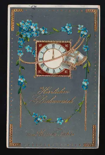 Horloge Gold Cloches minuit N'oubliez pas le Nouvel An, Eilenburg 31.12.1913