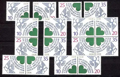 2844-2847 aus Block 75 Neujahr 1983, 5 ZD und 4 Ezm, Set ** postfrisch