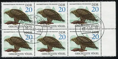2703 Greifvögel mit PLF Punkt unten im H von GESCHÜTZTE, Feld 20, ET-O Berlin